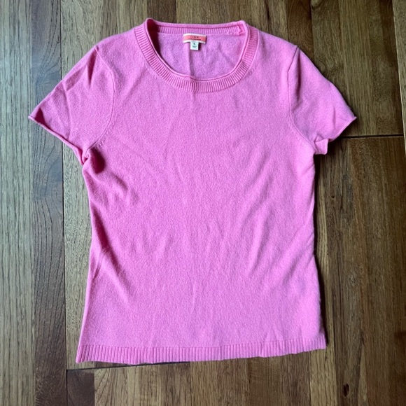 J. Crew 100% Cashmere Short Sleeved Pink Sweater Woman’s Sz S Luxury Barbie - Picture 2 of 10